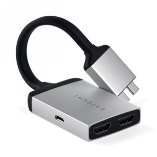 Satechi Dual Aluminium Adapter - aluminiowy adapter do MacBook z podwójnym USB-C oraz podwójnym 4K HDMI (Pro&Air&Max) (silver)[E