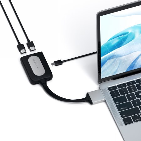 Satechi Dual Aluminium Adapter - aluminiowy adapter do MacBook z podwójnym USB-C oraz podwójnym 4K HDMI (Pro&Air&Max) (silver)[E