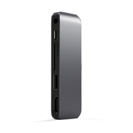 Satechi Hub - Hub do urządzeń mobilnych USB-C (USB-C 60W, 4K HDMI, USB-A, czytnik kart micro/SD, jack port) (space gray)