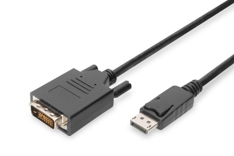 Kabel adapter DIGITUS DisplayPort z zatrzaskiem 1080p 60Hz FHD Typ DP/DVI-D (24+1) M/M 1m