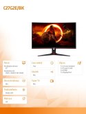 AOC Monitor C27G2E 27 Curved VA 165Hz HDMIx2 DP