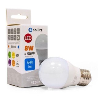 Żarówka LED Abilite kulka mleczna b.neutralna E27 8W/230V 640lm G45