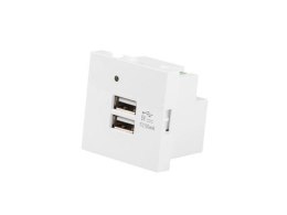 Gniazdo Lanberg 45x45 ładowarka 2x USB 2.1A białe