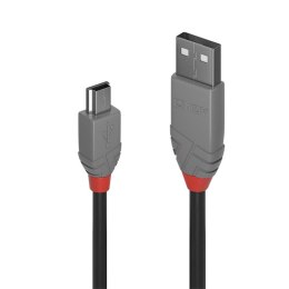 Kabel USB LINDY 2.0 A/M - miniUSB B/M, Anthra Line 1m Czarny