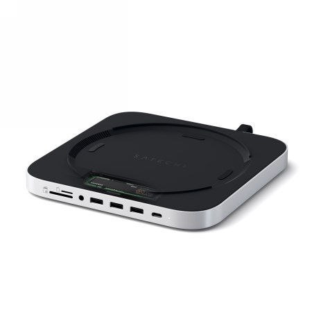 Satechi Aluminium Hub SSD - aluminiowa podstawka do Mac Mini z Hub USB-C (USB-C, 3x USB-A, czytnik kart micro/SD, jack port, kie