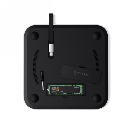 Satechi Aluminium Hub SSD - aluminiowa podstawka do Mac Mini z Hub USB-C (USB-C, 3x USB-A, czytnik kart micro/SD, jack port, kie