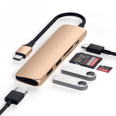 Satechi Aluminum Adapter V2 - aluminiowy adapter do urządzeń mobilnych USB-C (USB-C PD, 2x USB-A, 4K HDMI, czytnik kart micro/SD