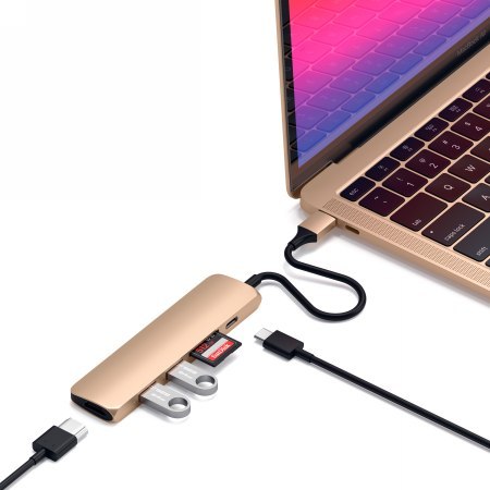 Satechi Aluminum Adapter V2 - aluminiowy adapter do urządzeń mobilnych USB-C (USB-C PD, 2x USB-A, 4K HDMI, czytnik kart micro/SD