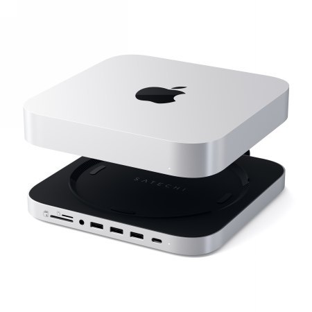 Satechi Aluminium Hub SSD - aluminiowa podstawka do Mac Mini z Hub USB-C (USB-C, 3x USB-A, czytnik kart micro/SD, jack port, kie