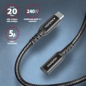 AXAGON BUCM32-CF15AB Kabel przedłużacz Gen2 USB-C - USB-C 1.5m, 5A, 20Gbps, PD 240W, oplot