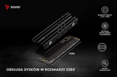 Savio Chłodzenie do dysków M.2 NVMe 2280, AK-60