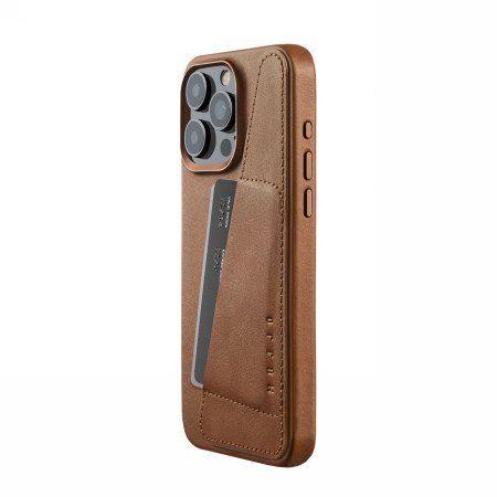 Mujjo Full Leather Wallet Case - etui skórzane do iPhone 15 Pro Max kompatybilne z MagSafe (tan)