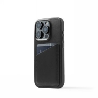 Mujjo Full Leather Wallet Case - etui skórzane do iPhone 15 Pro kompatybilne z MagSafe (black)