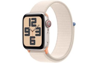 Apple Watch SE GPS + Cellular, 40mm Koperta z aluminium w kolorze księżycowej poświaty z opaską sportową w kolorze księżycowej poświat