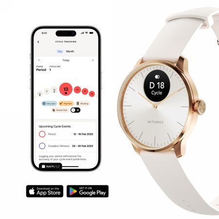 Withings Scanwatch Light - smartwatch hybrydowy (37mm, rose gold-sand)