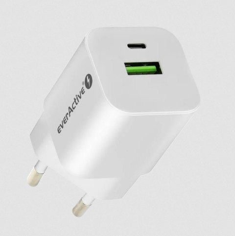 ŁADOWARKA SIECIOWA everActive GaN SC-390Q 30W 1xUSB-C 1xUSB-A PD PPS