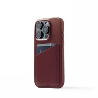 Mujjo Full Leather Wallet Case - etui skórzane do iPhone 15 Pro kompatybilne z MagSafe (burgundy)