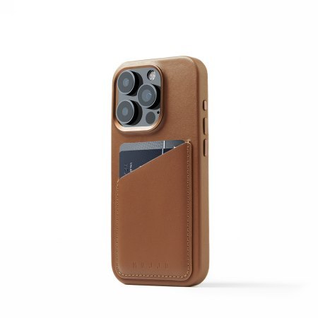 Mujjo Full Leather Wallet Case - etui skórzane do iPhone 15 Pro kompatybilne z MagSafe (tan)