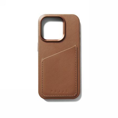 Mujjo Full Leather Wallet Case - etui skórzane do iPhone 15 Pro kompatybilne z MagSafe (tan)