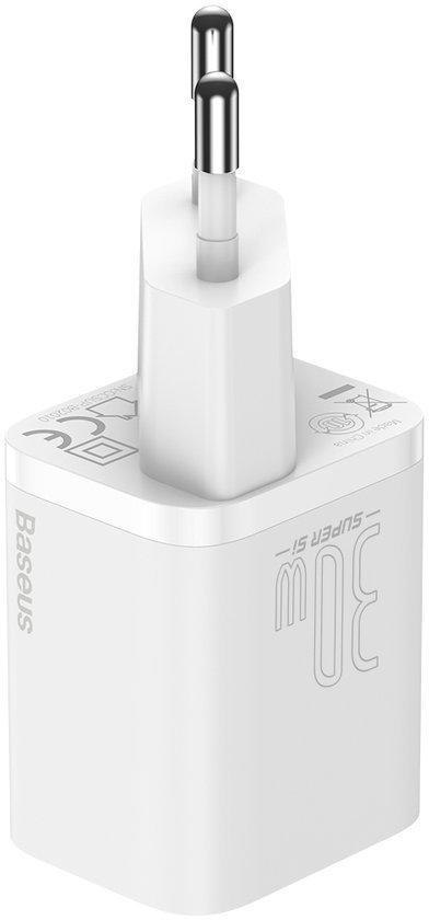 ŁADOWARKA SIECIOWA Baseus Super Si Quick Charger 1C CSUP-J02 30W 1x USB-C PD 3.0 QC 3.0 BIAŁA