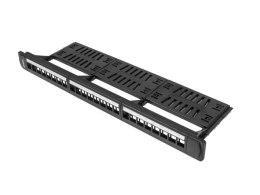 Lanberg Patch panel pusty 24 porty 1U 19 cali czarny z organizerem do modułów keystone