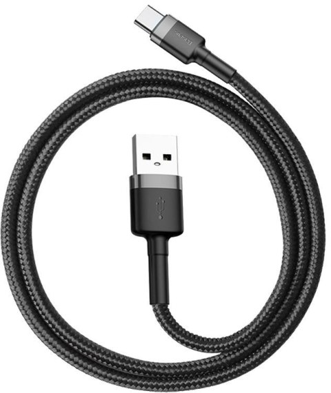 KABEL USB-A / USB-C Baseus Cafule CATKLF-AG1 50cm 3A QC 3.0 CZARNO-SZARY W NYLONOWYM OPLOCIE