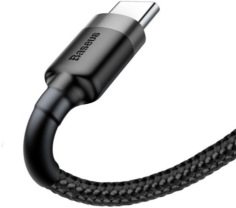 KABEL USB-A / USB-C Baseus Cafule CATKLF-AG1 50cm 3A QC 3.0 CZARNO-SZARY W NYLONOWYM OPLOCIE