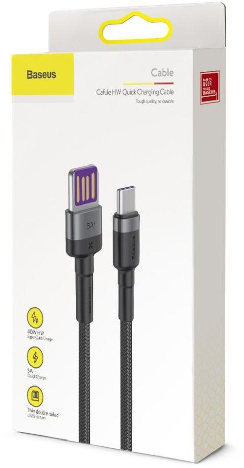 KABEL USB-A / USB-C Baseus Cafule CATKLF-PG1 100cm SuperCharge 40W 5A QC 3.0 W OPLOCIE