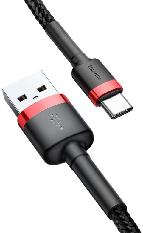 KABEL USB-A / USB-C Baseus Cafule CATKLF-C91 200cm 2A QC 3.0 CZARNO-CZERWONY W OPLOCIE