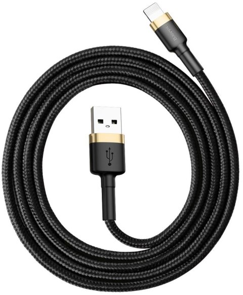 KABEL USB-A / Lightning iPhone Baseus Cafule CALKLF-BV1 100cm Apple 2.4A CZARNO-ZŁOTY W OPLOCIE