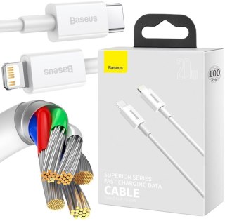 KABEL USB-C / Lightning iPhone Baseus Superior CATLYS-A02 1m 20W PD Quick Charging BIAŁY PREMIUM