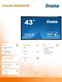 IIYAMA Monitor wielkoformatowy 43 cale T4362AS-B1 20pkt., 24/7, IPS, 500cd, ANDROID 8.0