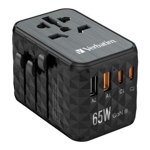 Adapter podróżny Verbatim UTA-05 GaN III globalny-globalny 2xUSB 2xUSB-C PD QC 4+