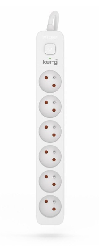 Przedłużacz KERG M02406 1,5m 3×1,0MM2 H05VV-F 10A/250V biały