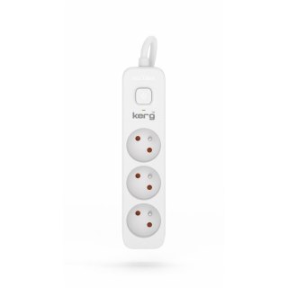 Przedłużacz KERG z wyłącznikiem M02379 3-gniazdowy 10m 3×1,5mm2 H05VV-F 16A/250V biały