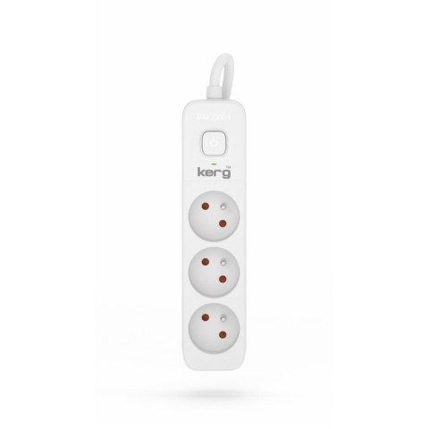 Przedłużacz KERG z wyłącznikiem M02379 3-gniazdowy 10m 3×1,5mm2 H05VV-F 16A/250V biały
