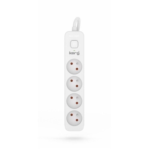 Przedłużacz KERG z wyłącznikiem M02398 4-gniazdowy 10m 3×1,5mm2 H05VV-F 16A/250V biały