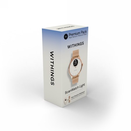 Withings Scanwatch Light Bundle - smartwatch hybrydowy w zestawie z dodatkową bransoletą (37mm, rose gold-sand)