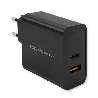 Ładowarka sieciowa Qoltec Super Quick PD | 1xUSB-C | 1xUSB | 65W | 5-20V | 1.5-3.25A | Czarna