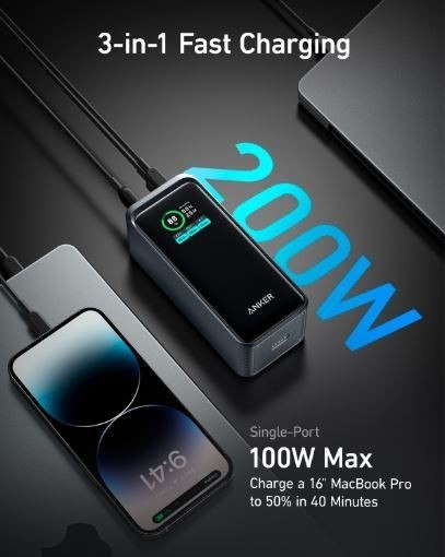 Anker Powerbank Prime 20000 mAh 200W USB-C x 2 USB-A x 1