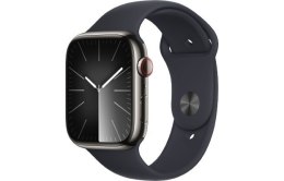 Apple Watch Series 9 GPS + Cellular, 45mm Koperta ze stali nierdzewnej w kolorze mocnego grafitu z paskiem sportowym w kolorze północy