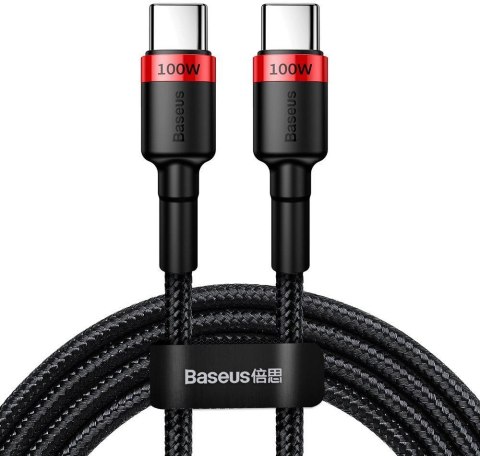 KABEL USB-C / USB-C Baseus Cafule CATKLF-AL91 200cm 100W 5A PD 2.0 QC 3.0 CZARNY W OPLOCIE