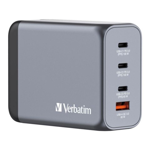 Ładowarka sieciowa Verbatim GaN GNC-200 3xUSB-C PD (2x100W+65W) 1xUSB-A QC 3.0