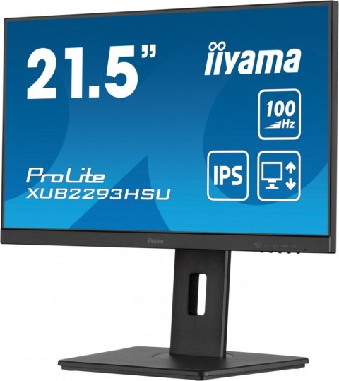 IIYAMA Monitor 21.5 cala ProLite XUB2293HSU-B6 IPS,100Hz,HAS(150mm),1ms,HDMI,DP,2xUSB, FreeSync,2x2W,PIVOT