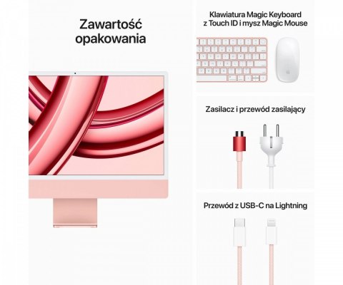 Apple IMac 24 cale: M3 8/10, 8GB, 256GB SSD - Różowy