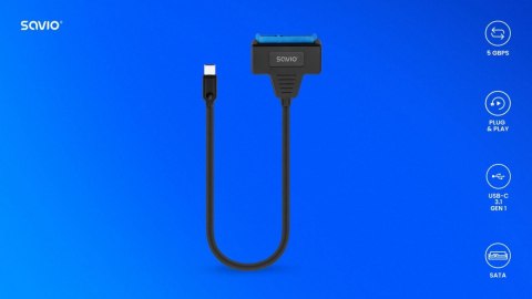 Savio Adapter USB-C 3.1 Gen 1 (M) - SATA (F) do dysków 2.5 cala, AK-69