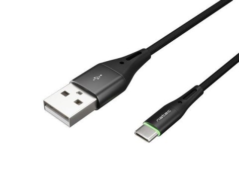 Kabel USB 2.0 Type-C(M) - AM 1m oplot czarny led Natec Prati