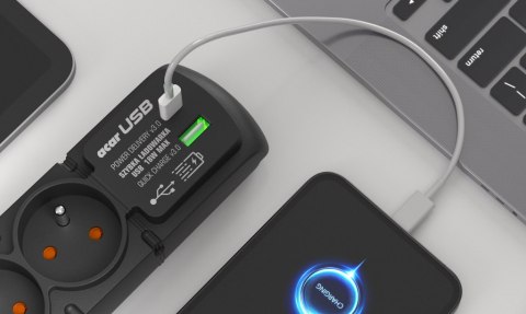 FILTR PRZECIWPRZEPIĘCIOWY ACAR F4 czarny 3M USB A+C (szybka ładowarka) W2440