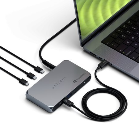 Satechi Thunderbolt 4 Slim Hub Pro - hub USB-C (port DC 20V, USB 3.2 Gen 2 Data Port, 3x port Thunderbolt 4) (space gray)