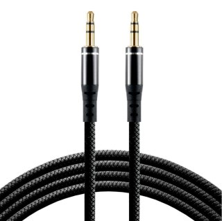 Kabel przewód silikonowy audio AUX wtyk - wtyk jack 3.5 mm stereo 100cm everActive CBS-1JB czarny